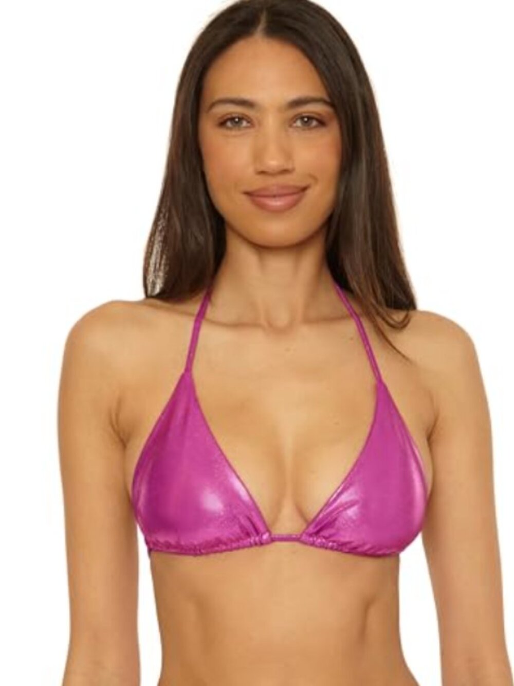 BECCA Women's Liquid Metal Triangle Bikini Top Tie Back, Swimwear Size L 11768